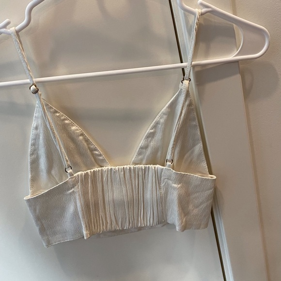 Zara silk/satin cropped top, white/cream colour - Picture 2 of 2